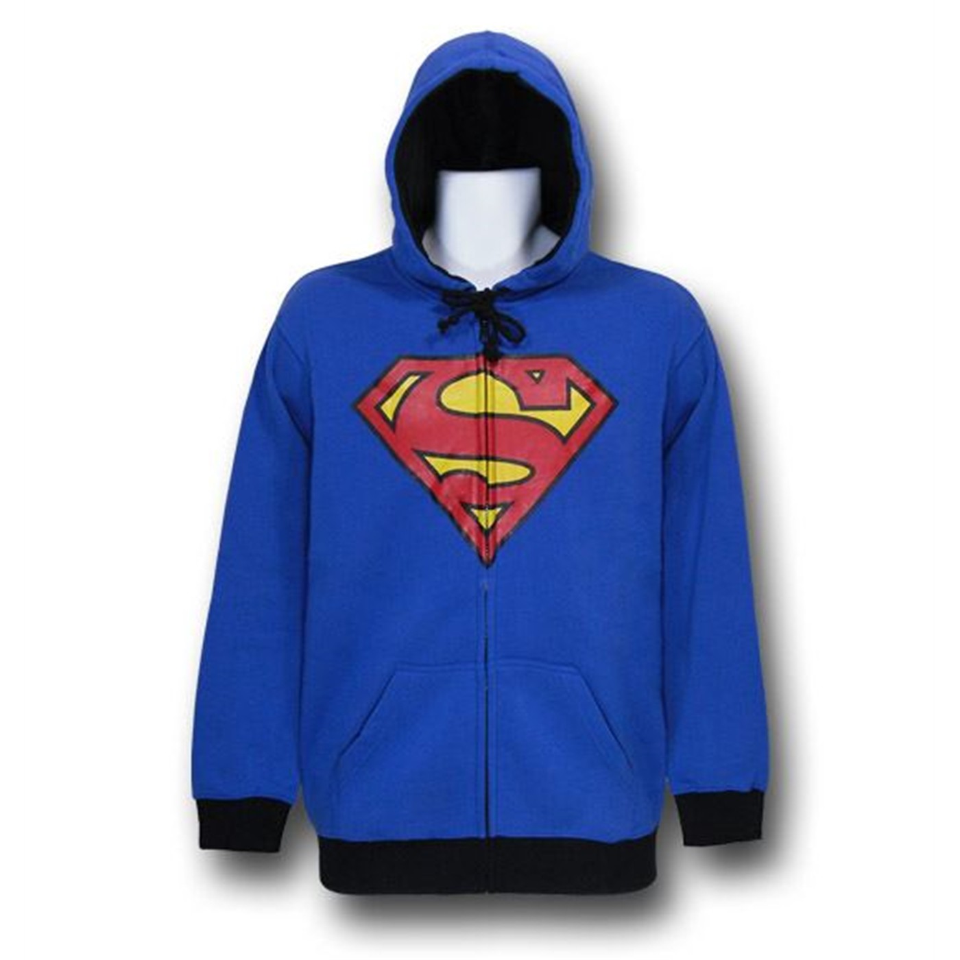 Superman Symbol Royal Blue Zip-Up Hoodie, Blue