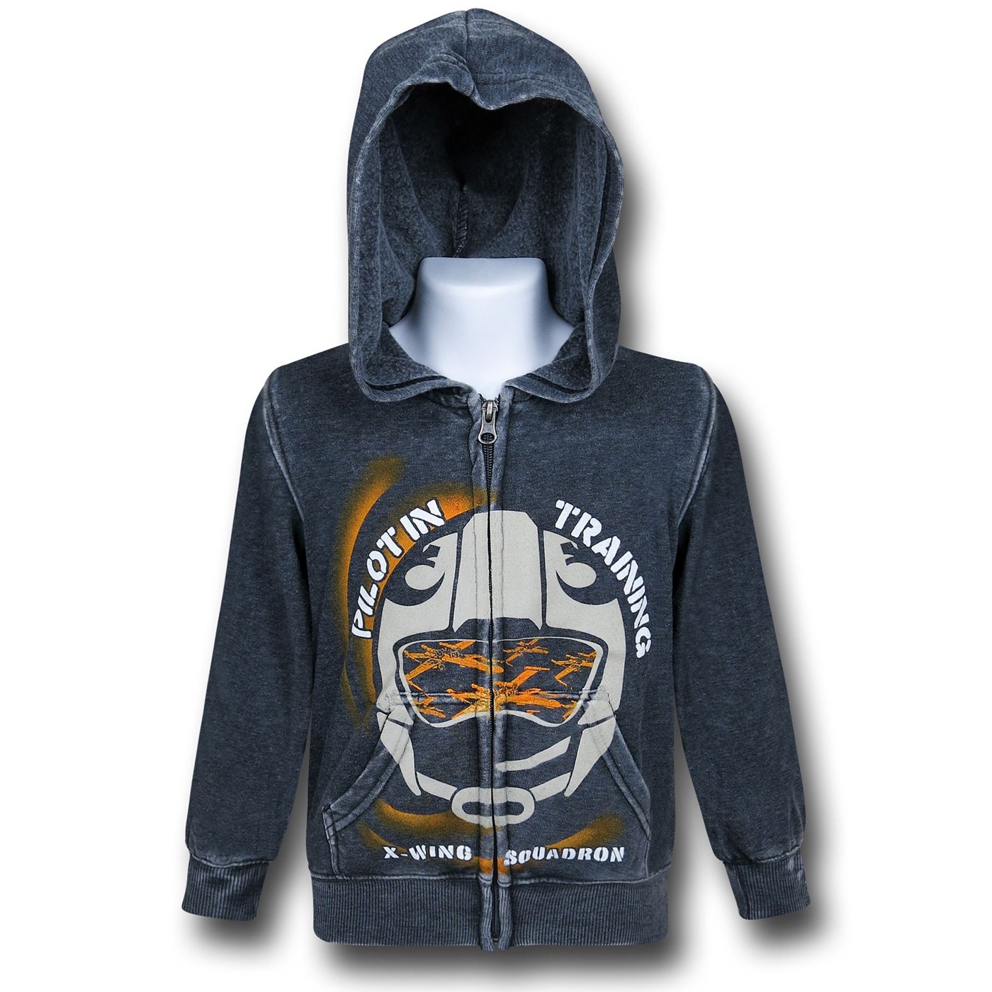 Star Wars Rogue Squadron Burnout Zip Kids Hoodie, Grey