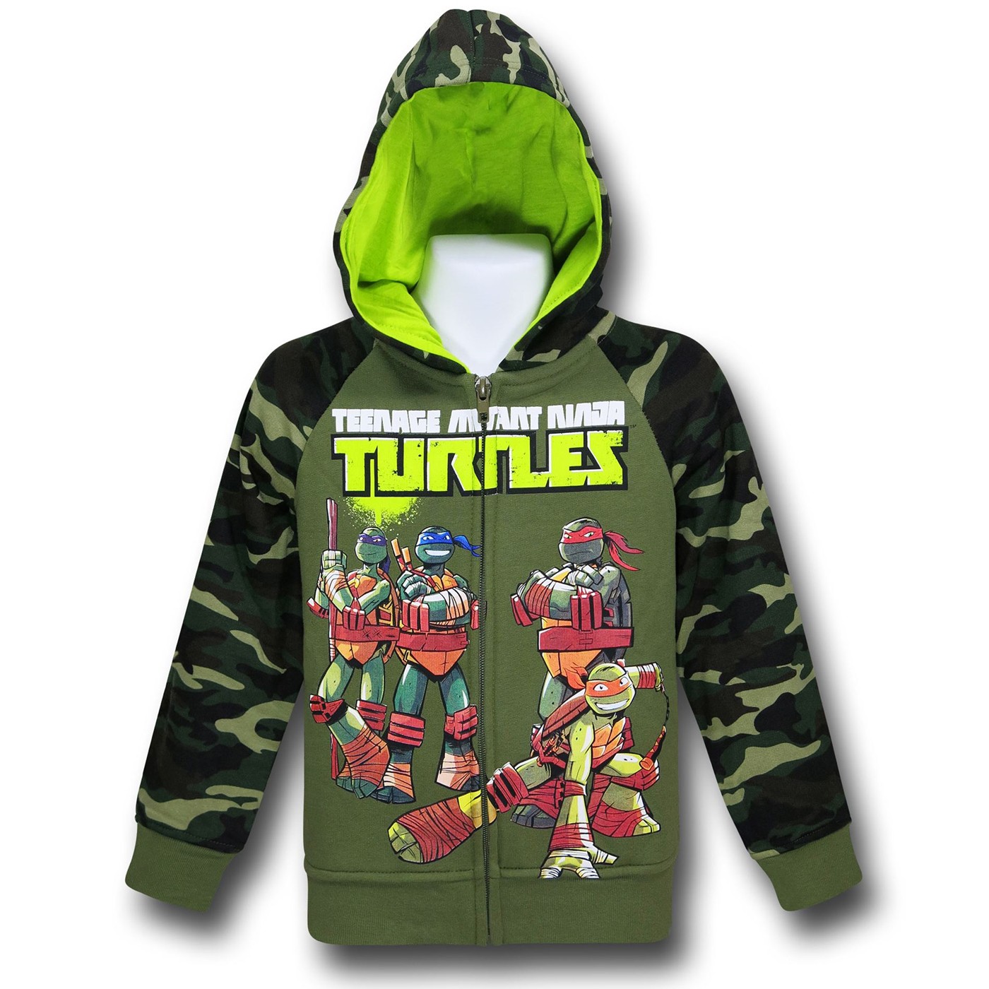 TMNT Camo Kids Hoodie, Green