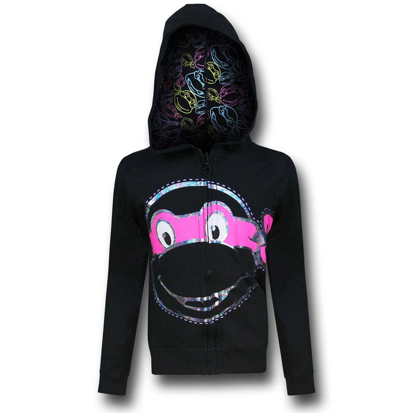 TMNT Reversible Girls Youth Hoodie, Black