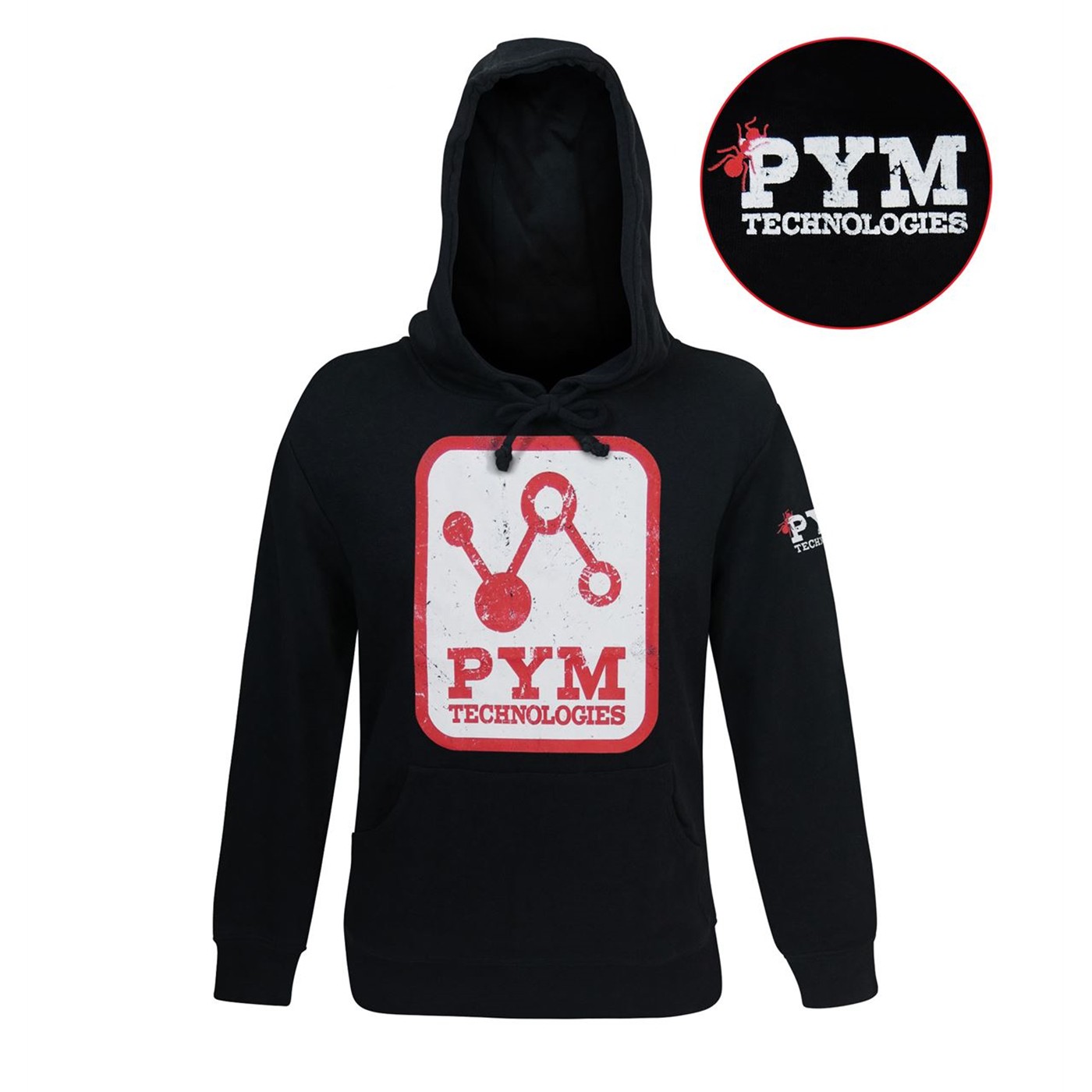 Pym Tech Distressed Logo Men's Hoodie, Black