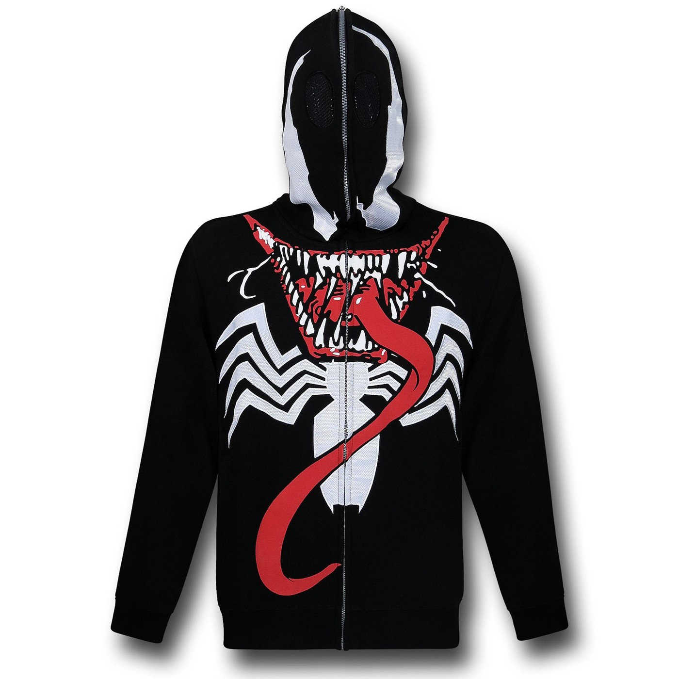 Venom Face & Tongue Costume Hoodie, Black