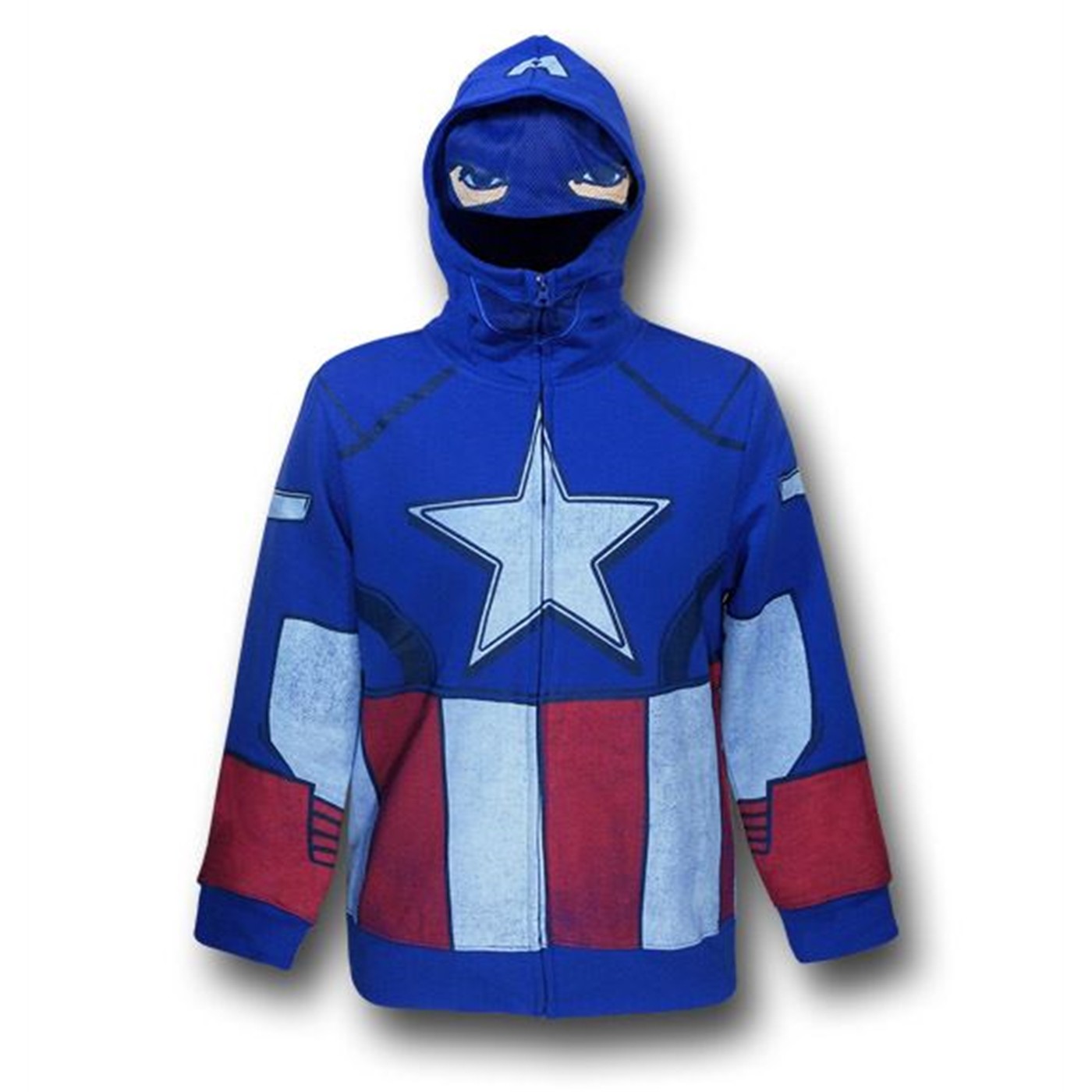 Captain America Youth Costume Hoodie w/Eyes, Blue