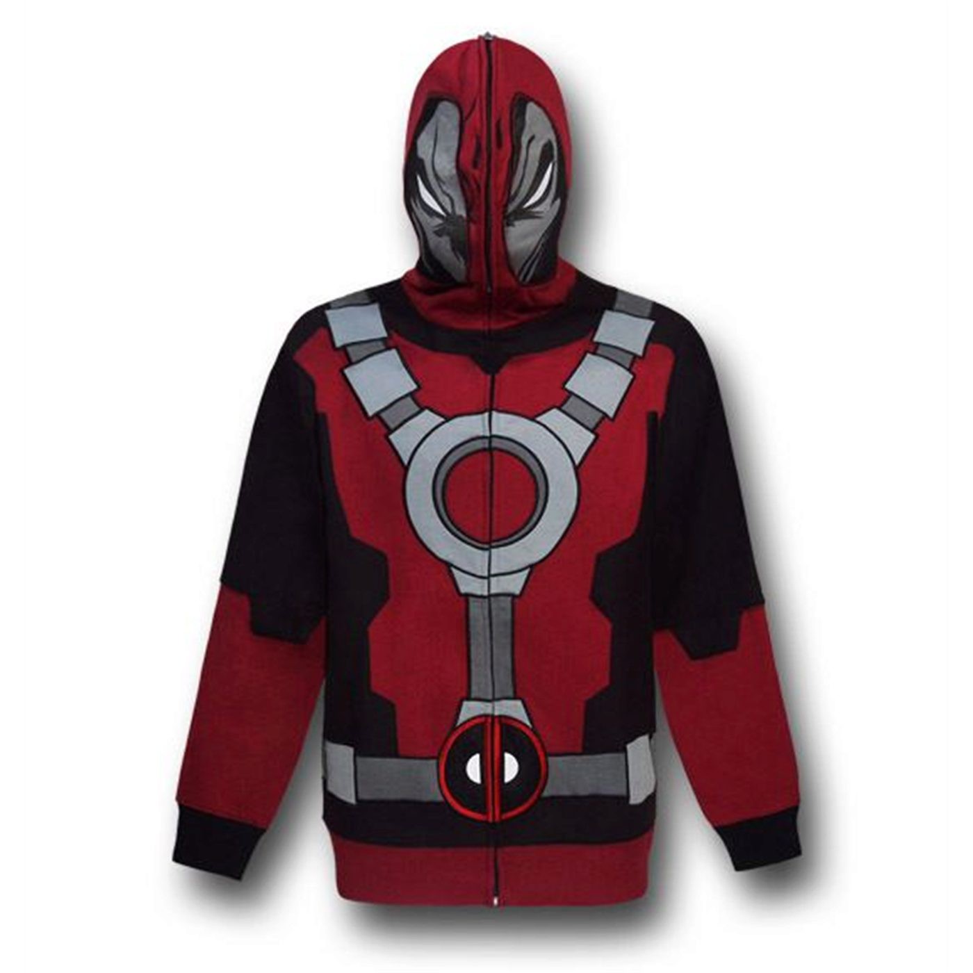 Deadpool Costume Zip Up Hoodie, Red