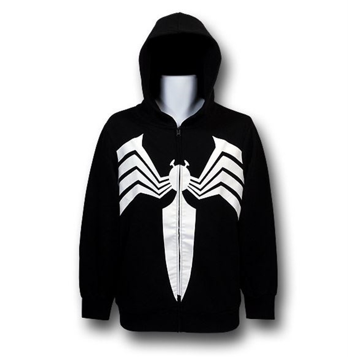 Venom Zip-Up Costume Hoodie w/Eyes, Black