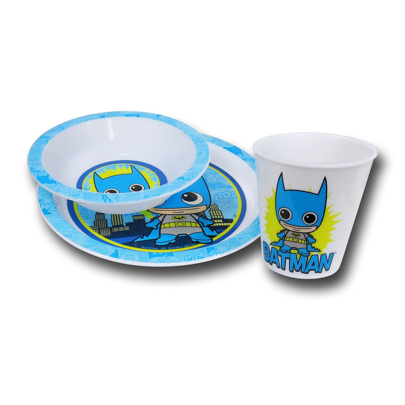 Batman Kawaii Kids 3-Piece Dish Set, White