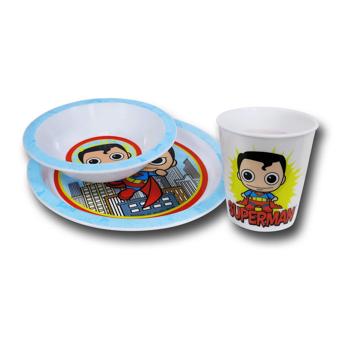 Superman Kawaii Kids 3-Piece Dish Set, White