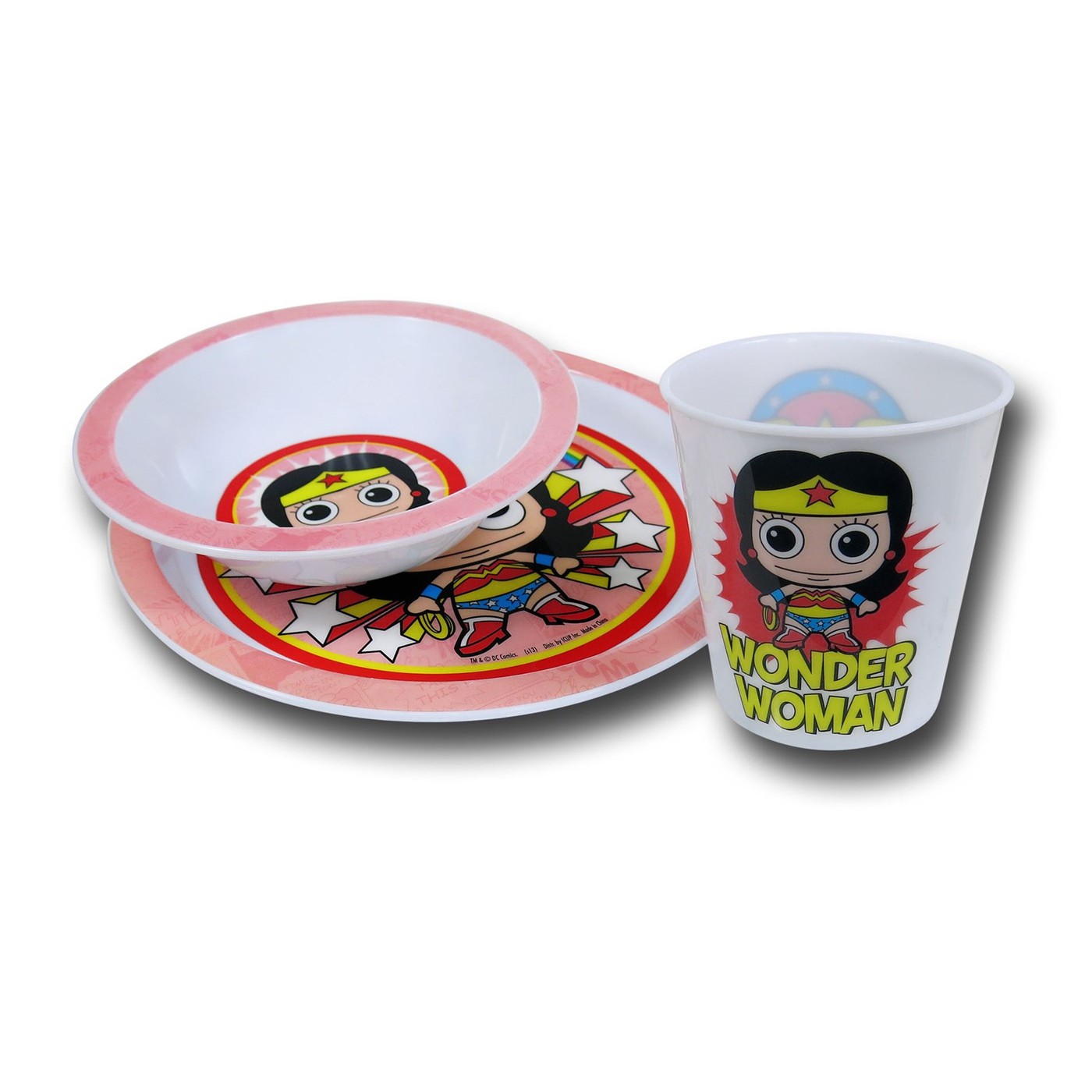 Wonder Woman Kawaii Kids 3-Piece Dish Set, White