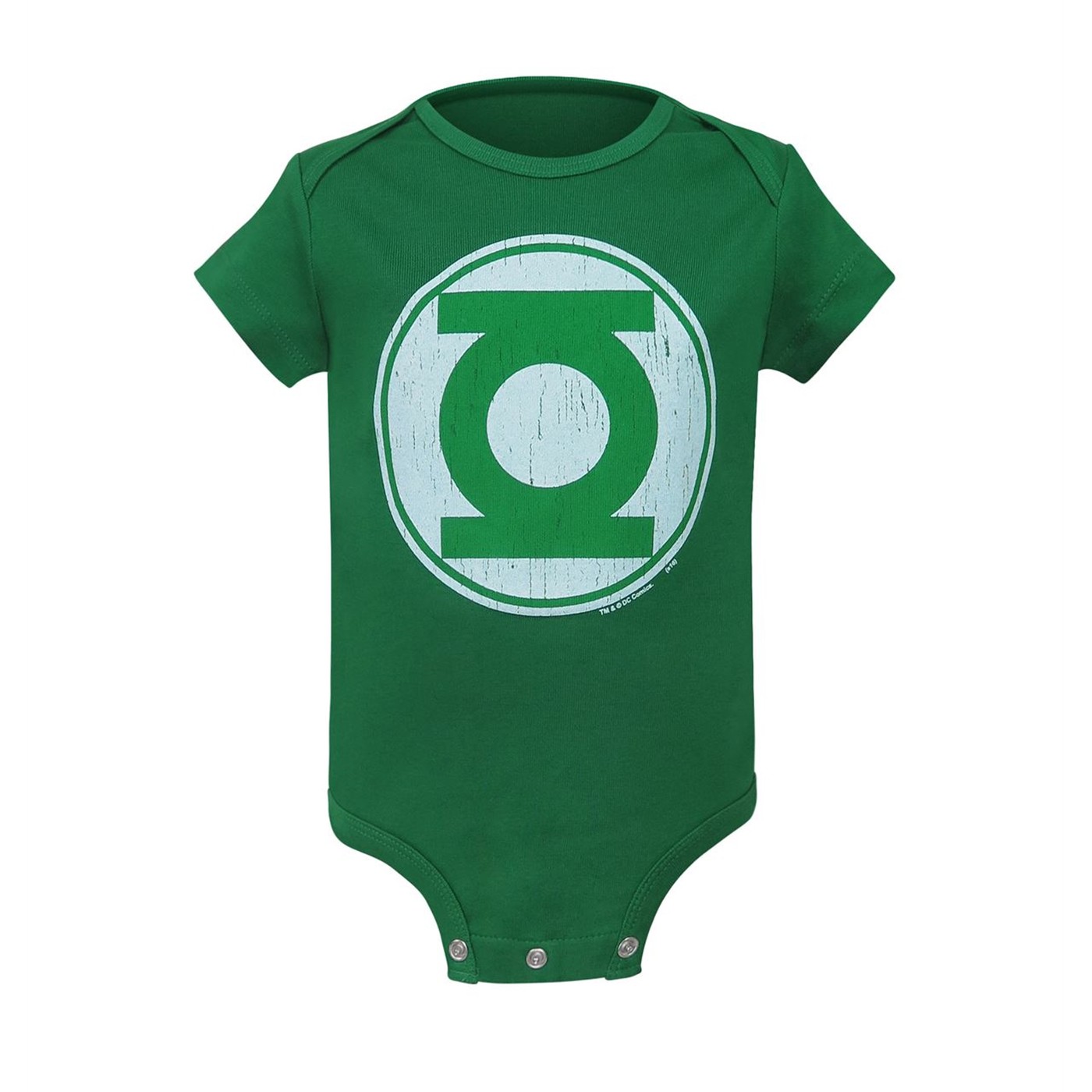 Green Lantern Modern Symbol Distressed Infant Snapsuit, Green