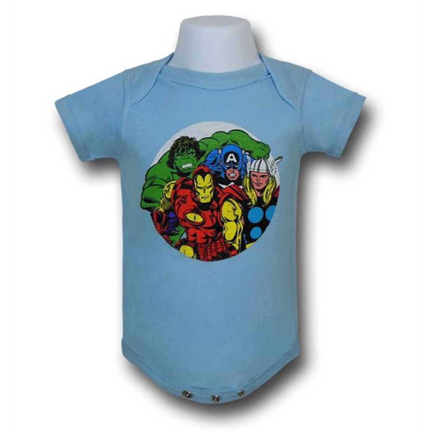 Avengers Retro Light Blue Infant Snapsuit, Blue