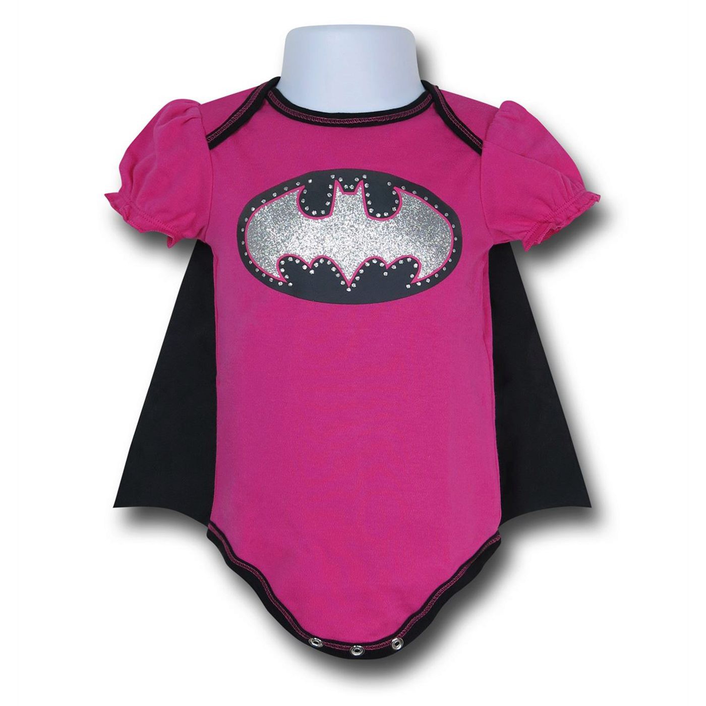 Batgirl Caped Symbol Infant Snapsuit, Pink