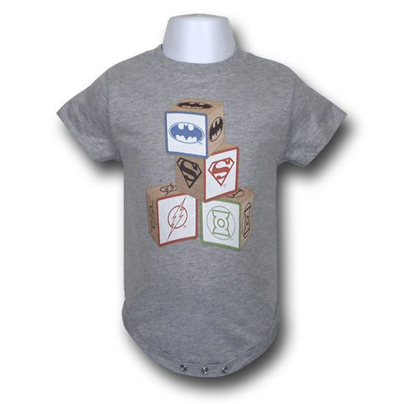 JLA Justice League Blocks Infant Snapsuit, Grey