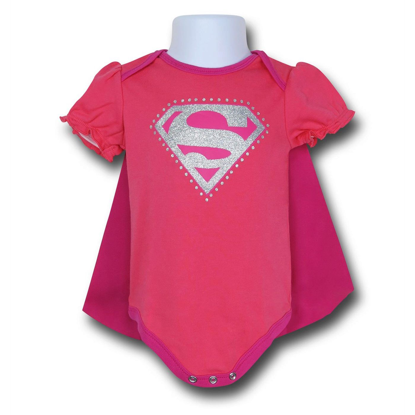 Supergirl Caped Symbol Infant Snapsuit, Pink