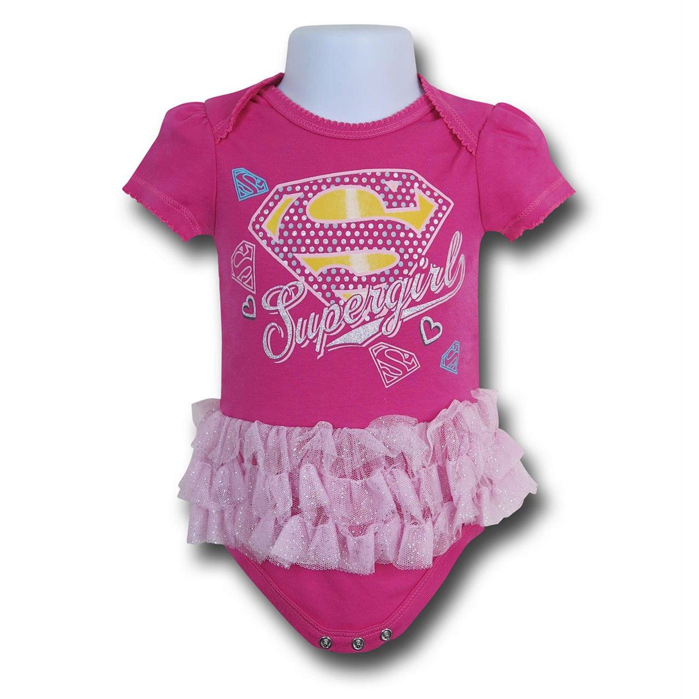 Supergirl Symbol TuTu Infant Snapsuit, Pink