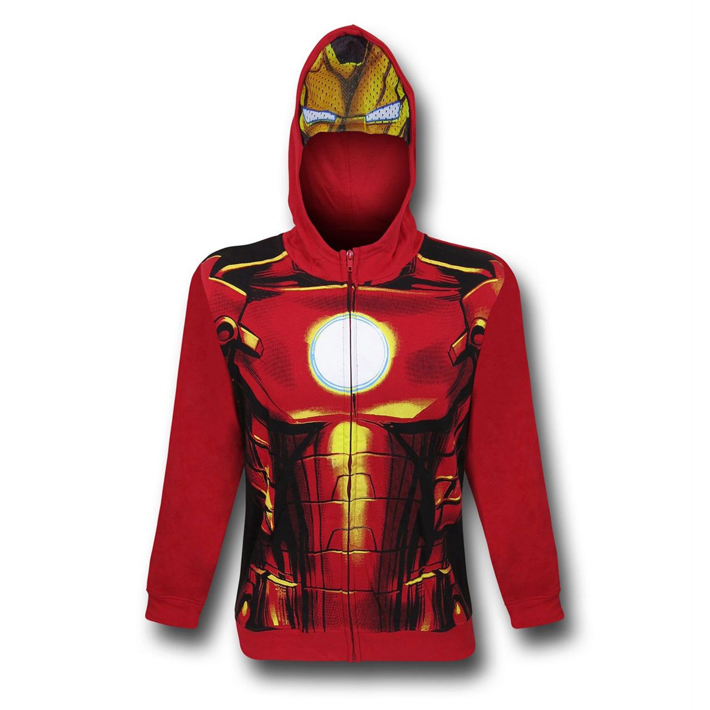 Iron Man Costume Kids Zipper Hoodie with Mask, Red