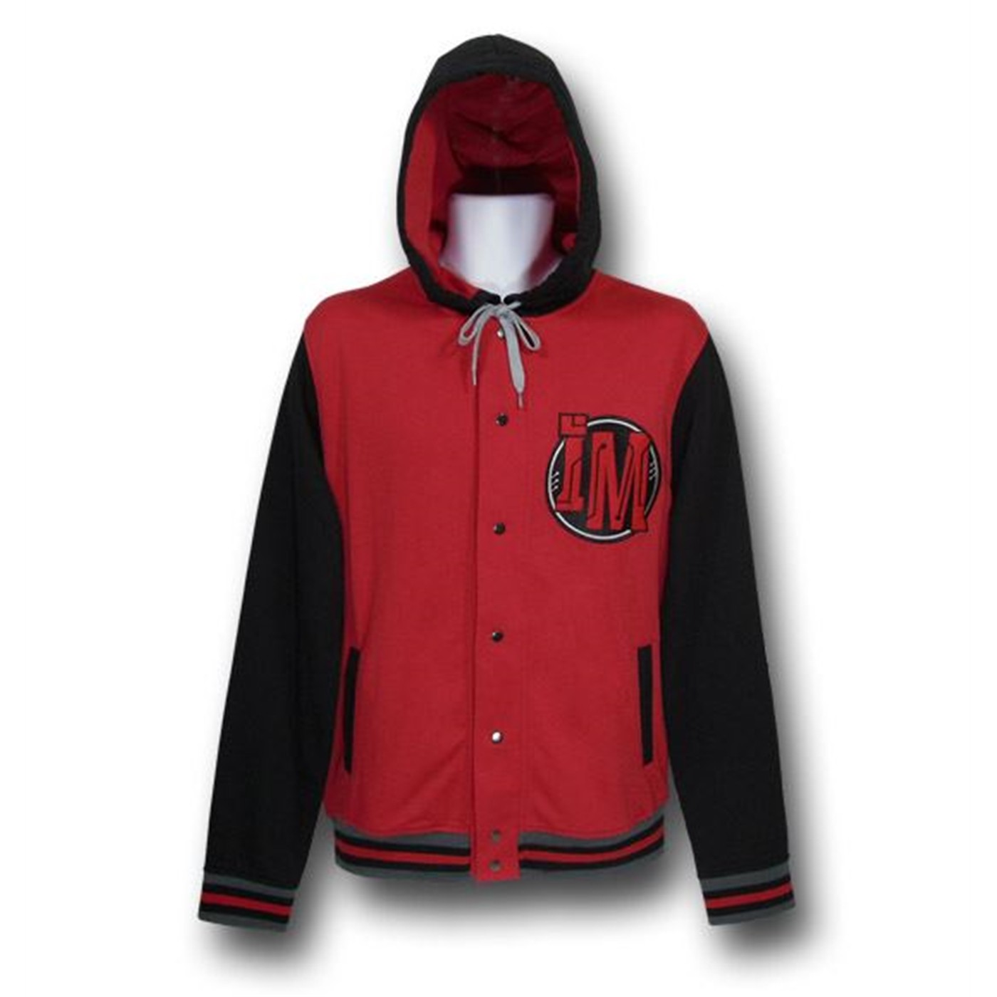 Iron Man Hooded Lettermans Jacket, Red
