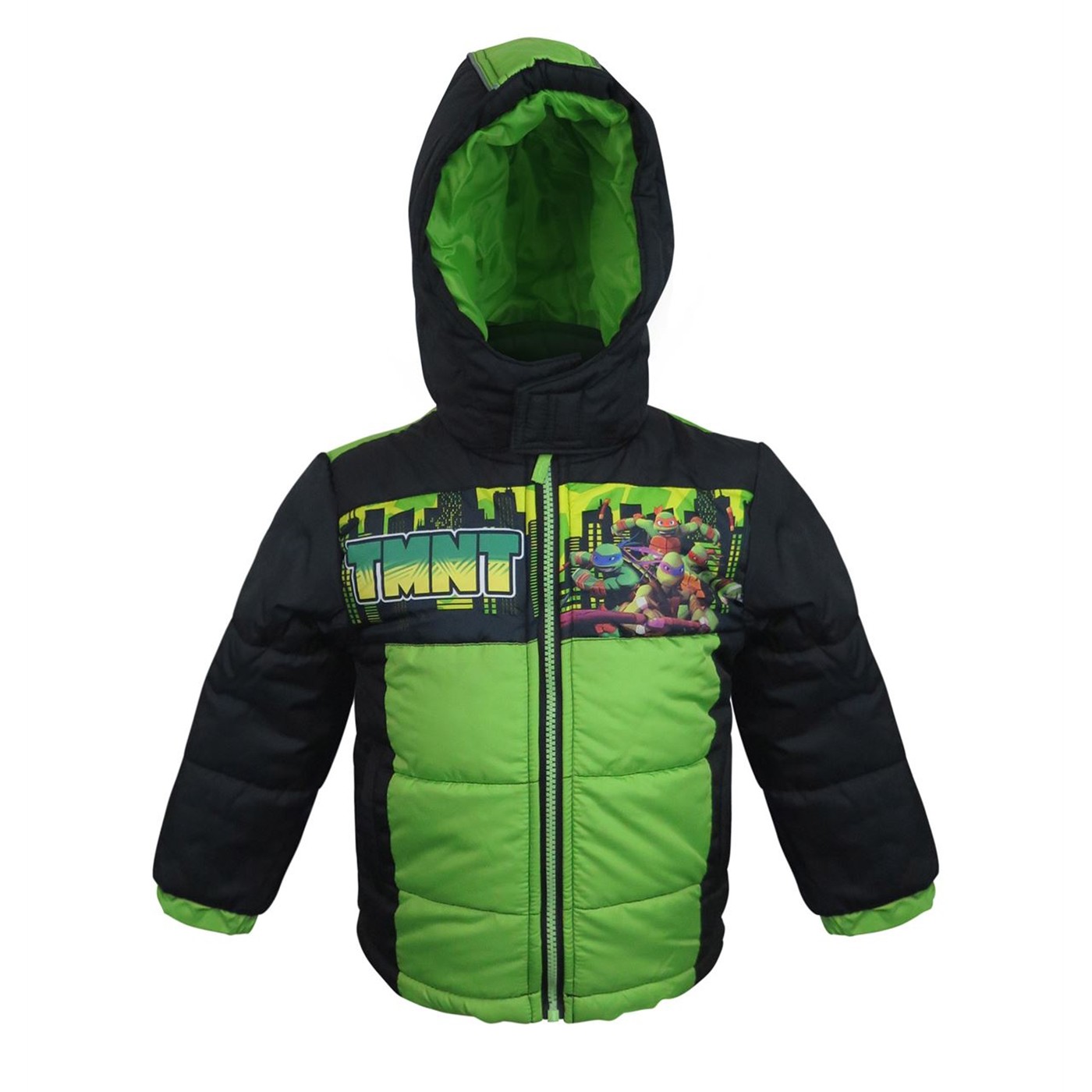 TMNT Kids Green Puffer Jacket, Green