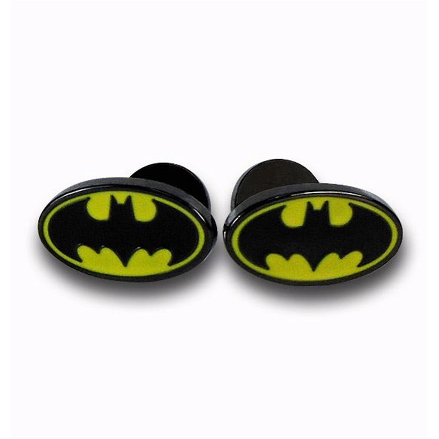 Batman Symbol Color Enamel Oval Cufflinks, Black