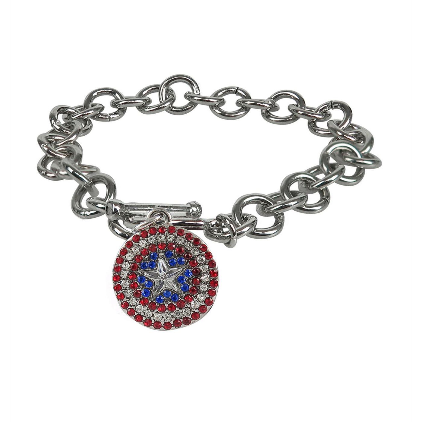 Captain America Stainless Steel Plated Charm Bracelet