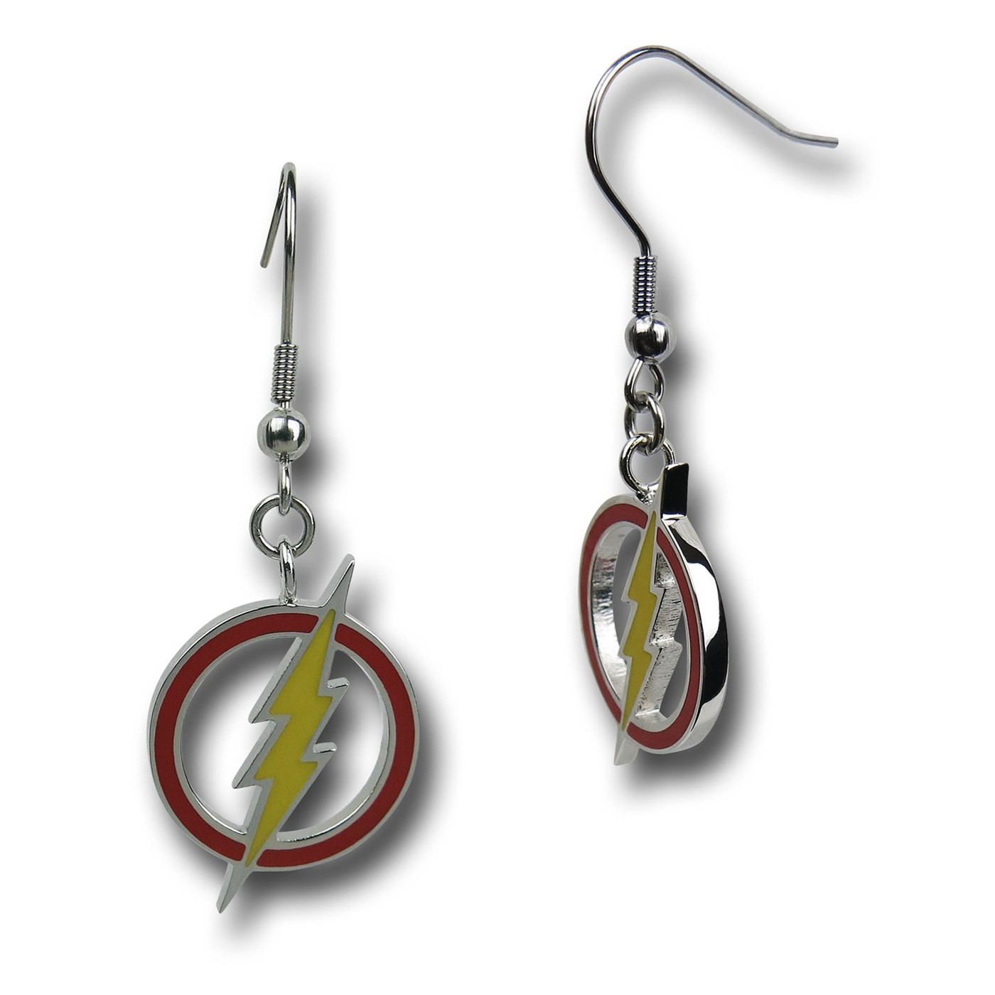 Flash Bolt Dangle Earrings, Silver