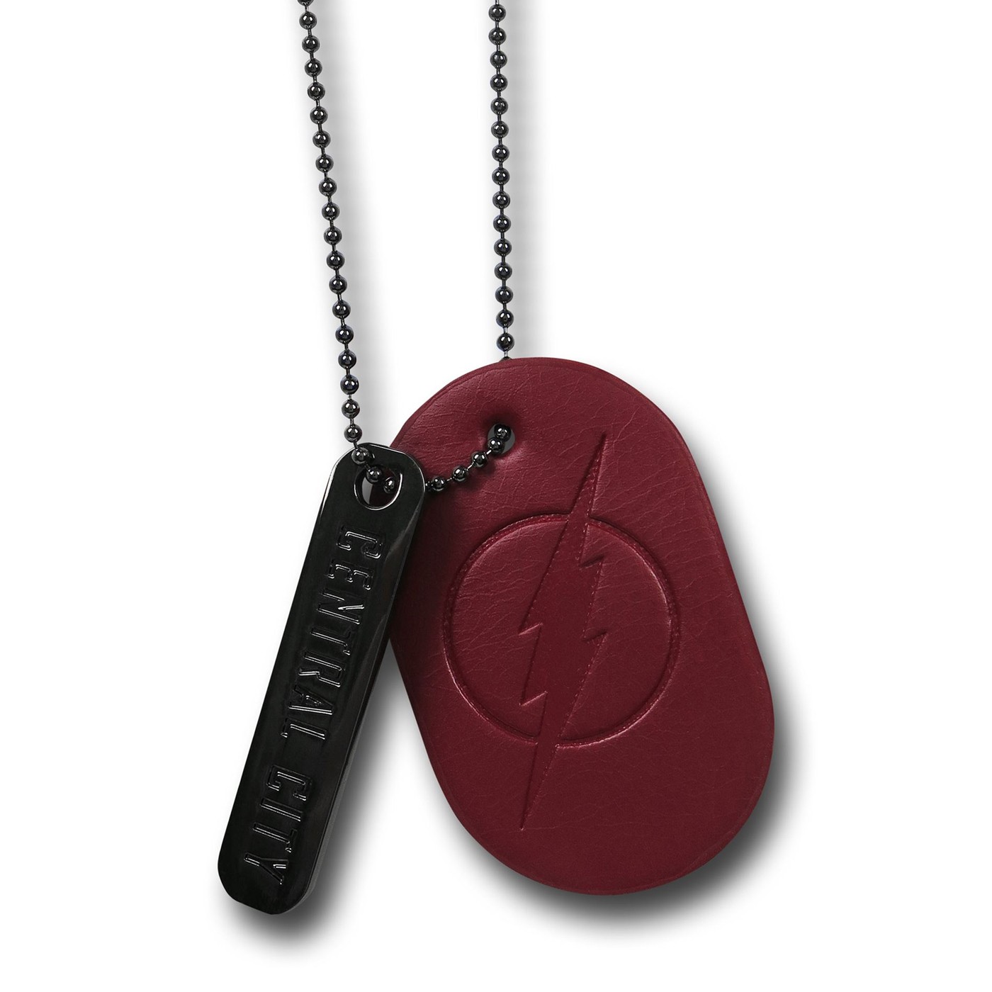Flash Symbol Rubber and Metal Dog Tag, Red