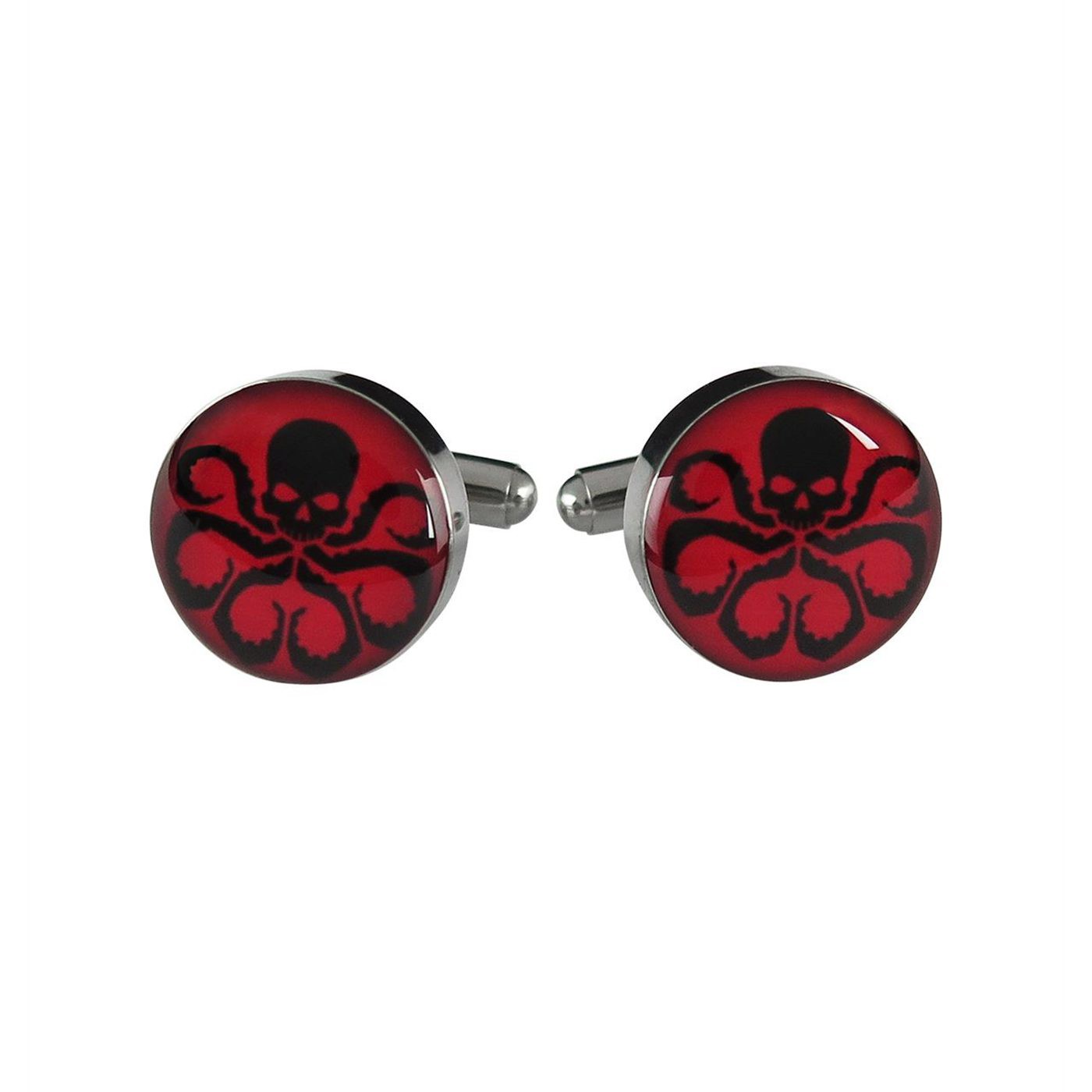 Hydra Red and Black Stainless Steel Plated Cufflinks, Red