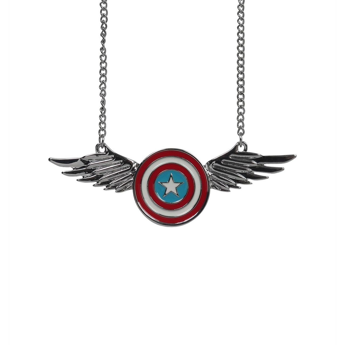 Captain America Winged Shield Necklace, Red