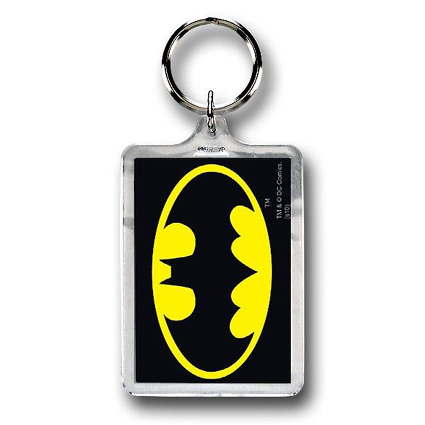 Batman Double Sided Symbol Lucite Keychain, Grey