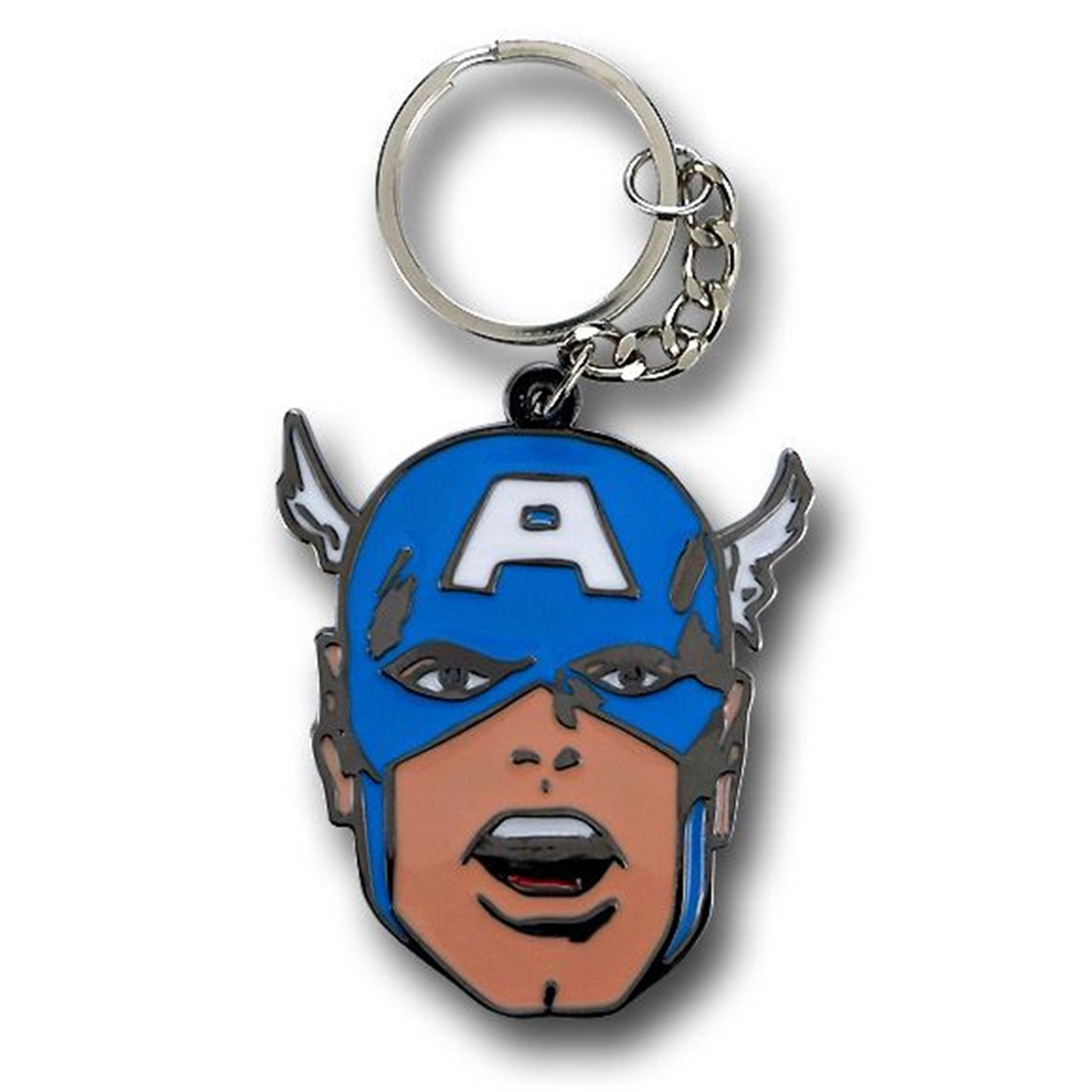 Captain America Big Face Metal Key Chain, Grey