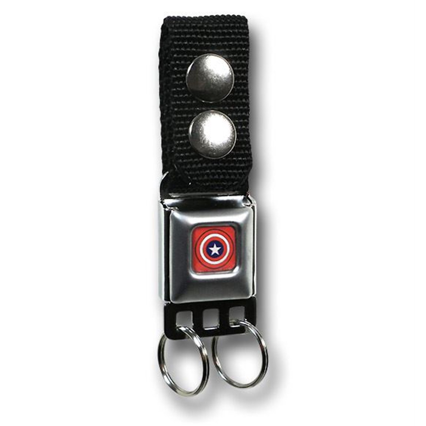 Captain America Red Symbol Mini Seatbelt Keychain, Grey