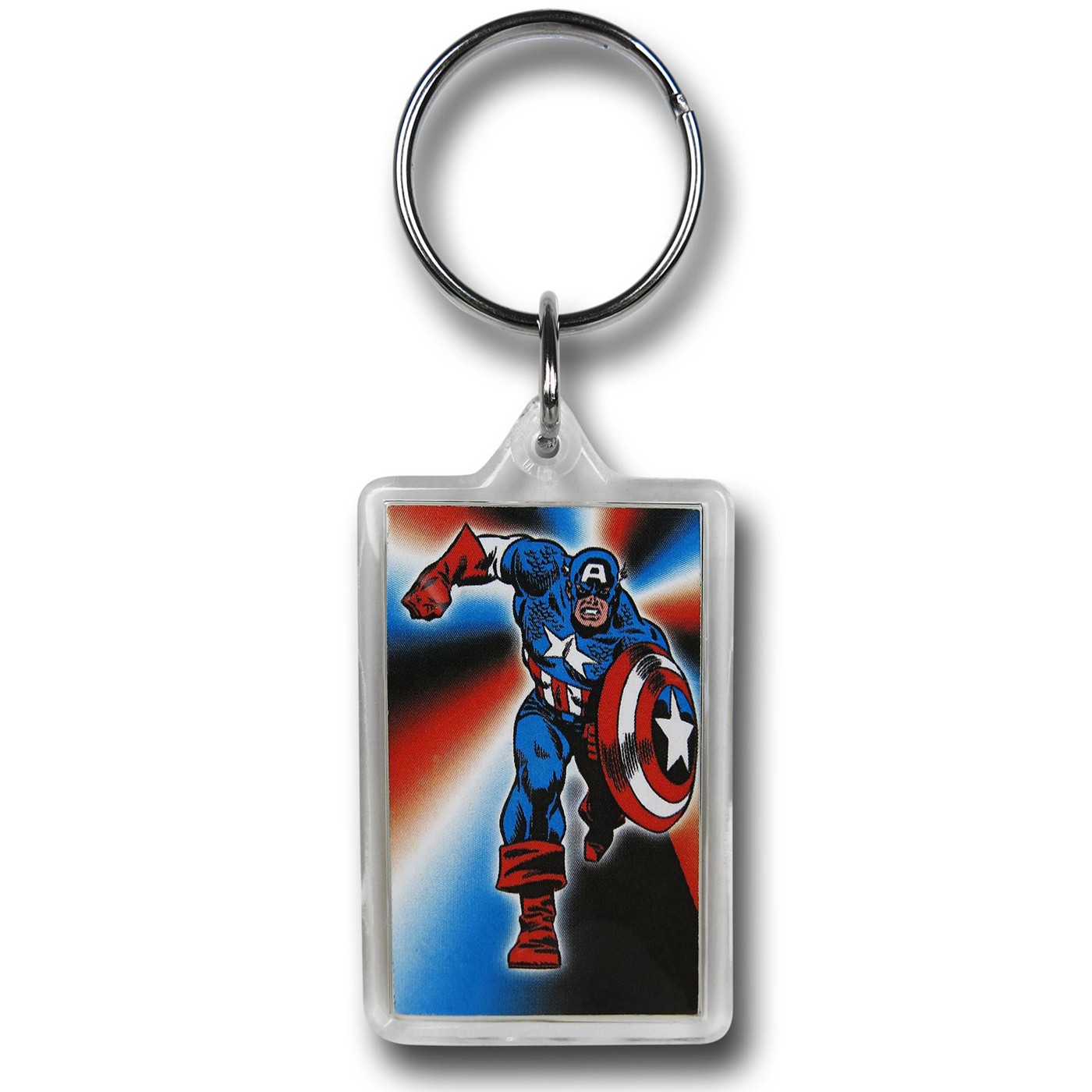 Captain America Running Lucite Keychain, Blue