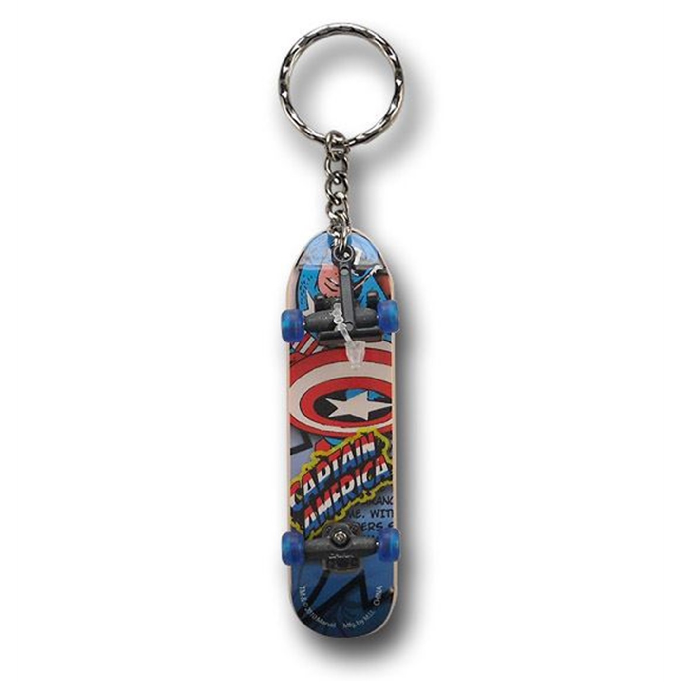 Captain America Skateboard Keychain, Grey