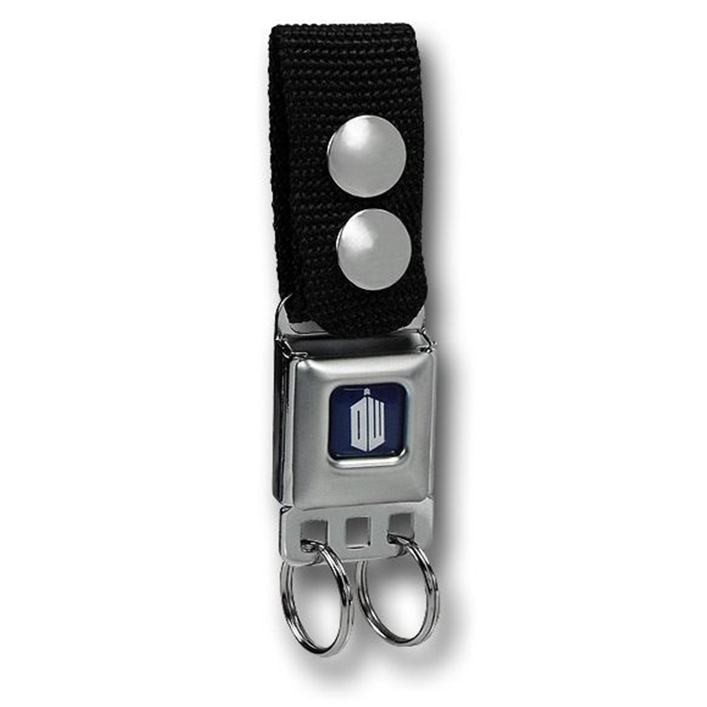 Doctor Who Logo Seatbelt Keychain w/Snap-On Belt Loop, Grey