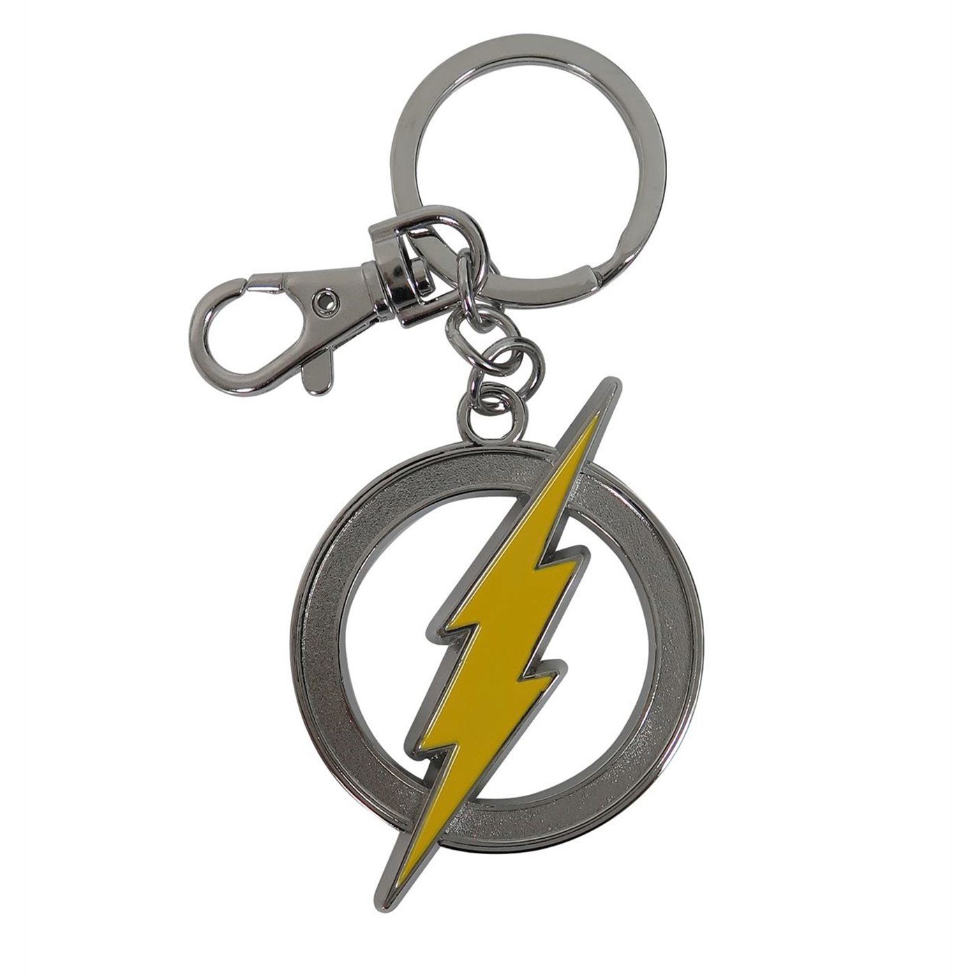 Flash Painted Bolt Pewter Keychain, Yellow