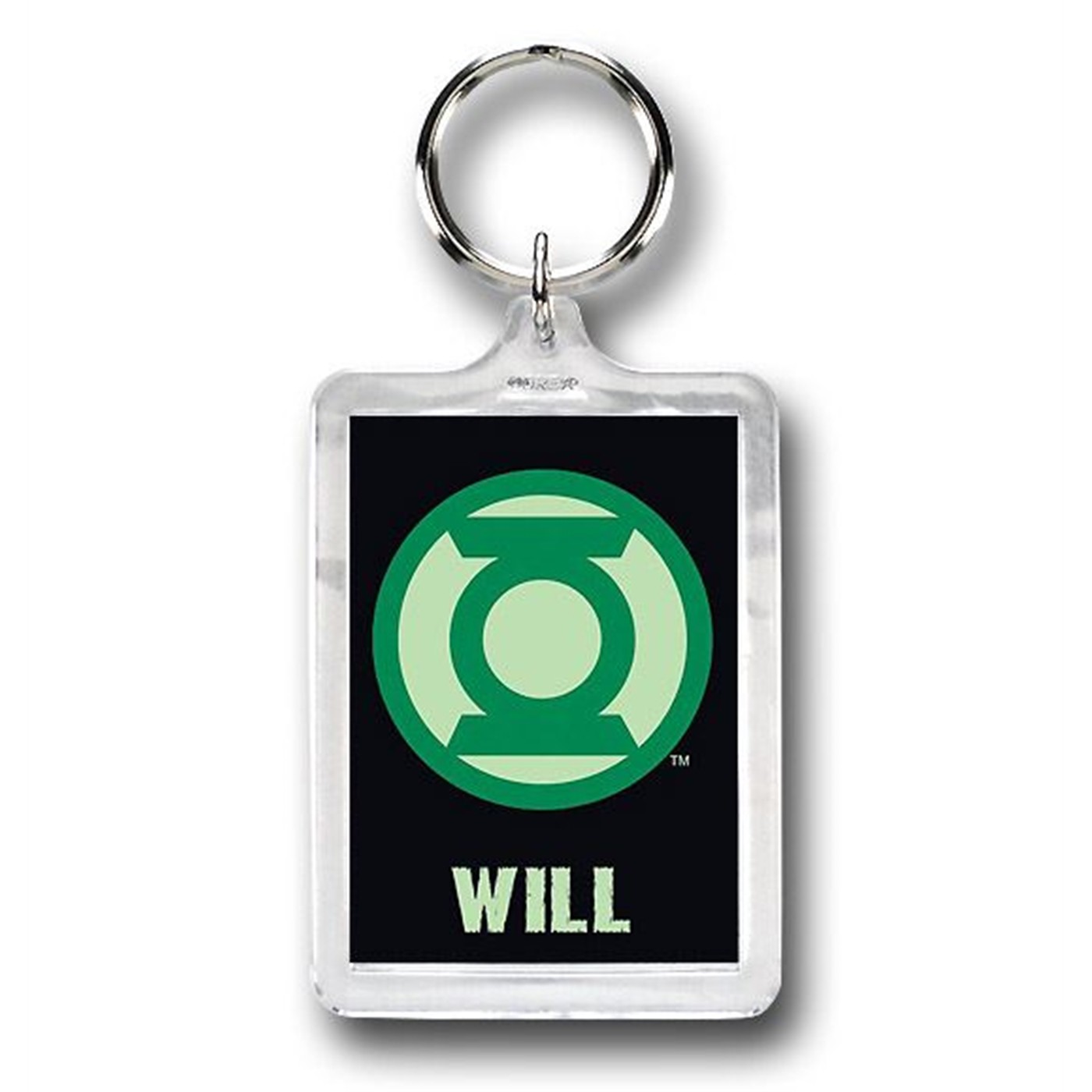 Green Lantern Will Symbol Lucite Keychain, Black