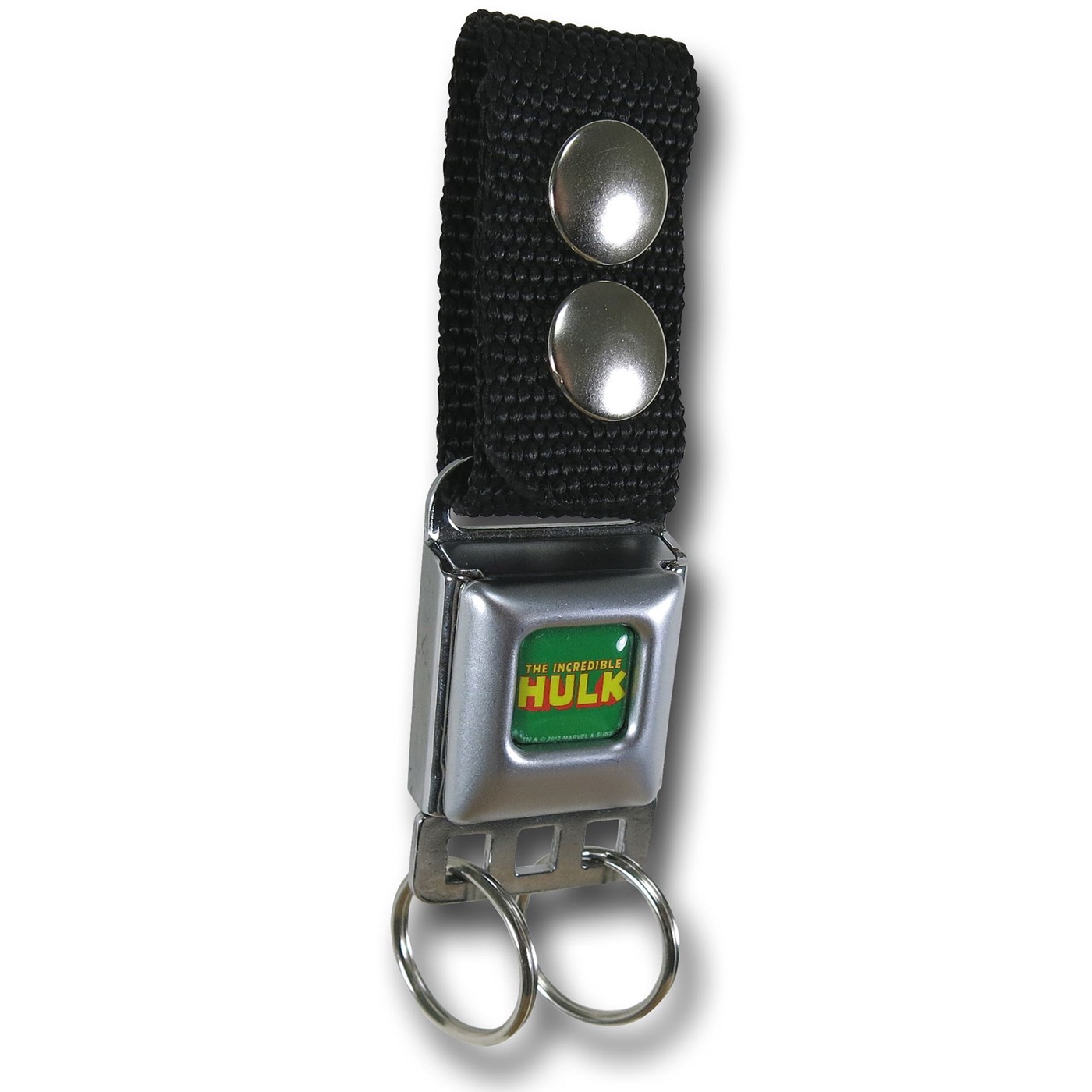 Hulk Logo Seatbelt Keychain w/Snap-On Belt Loop, Black