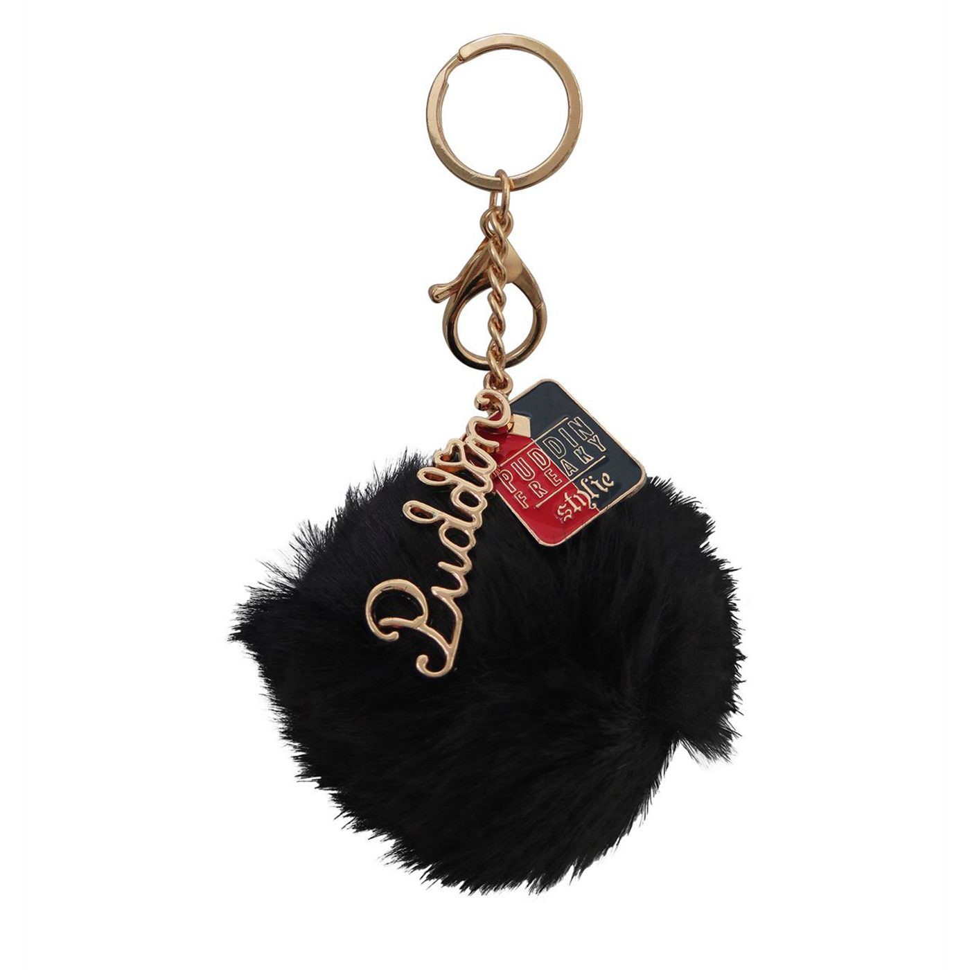 Harley Quinn Puddin' Pom Pom Handbag Charm Keychain, Black