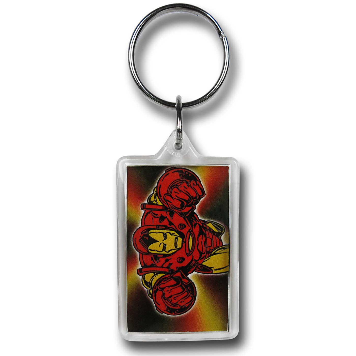 Iron Man Flying Lucite Keychain, Red