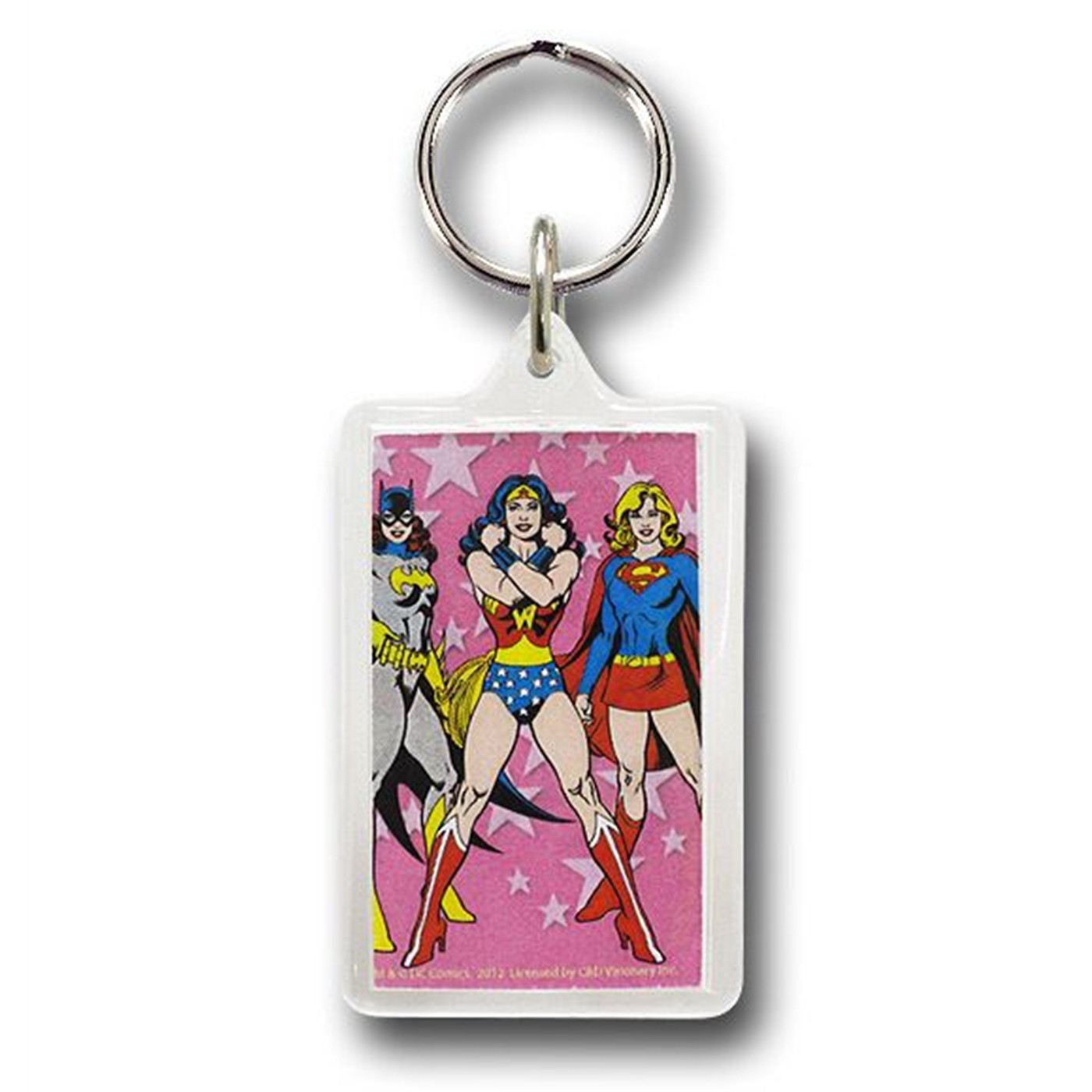 JLA Super Trio Girls Lucite Keychain, Pink