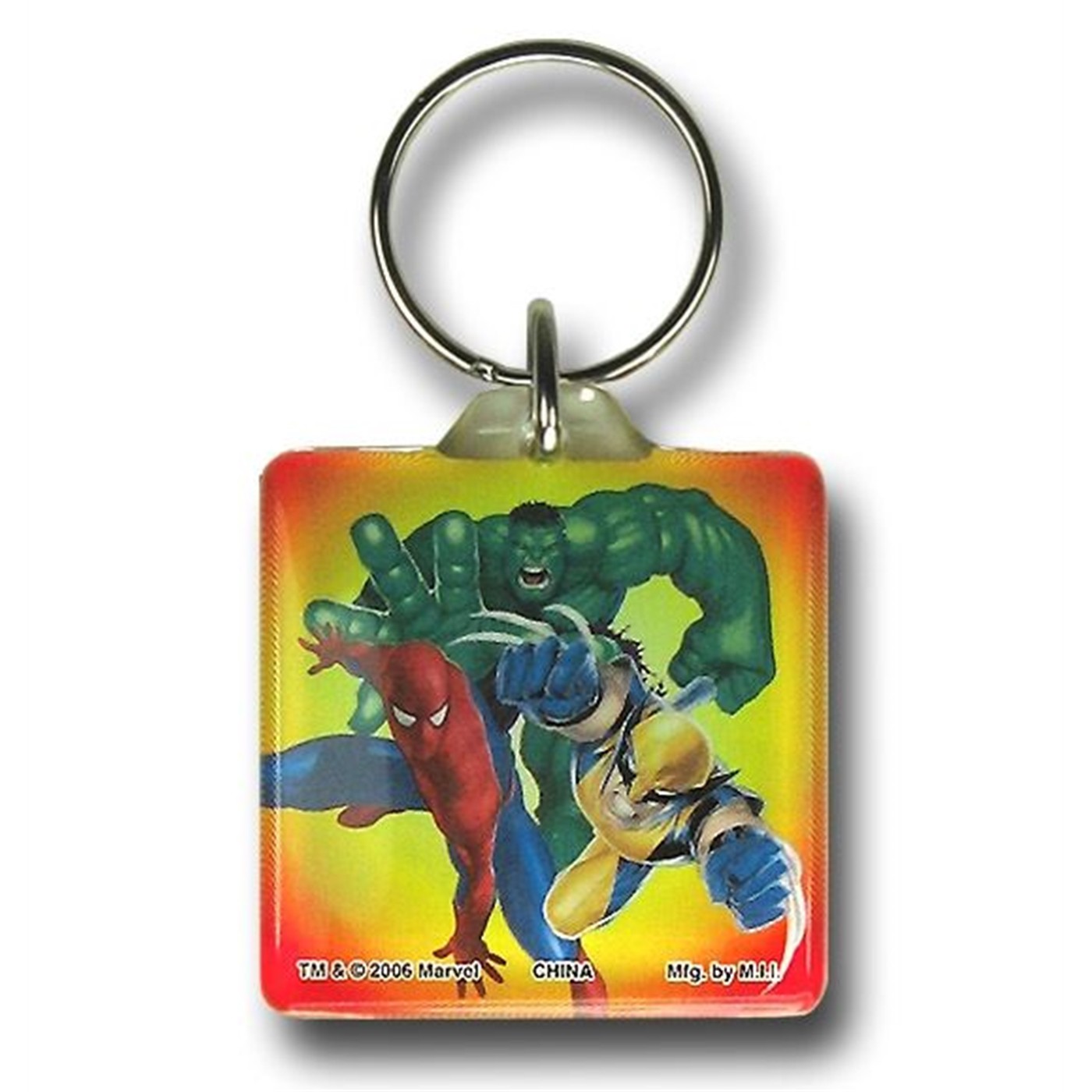 Marvel Heroes Lucite Keychain, Grey