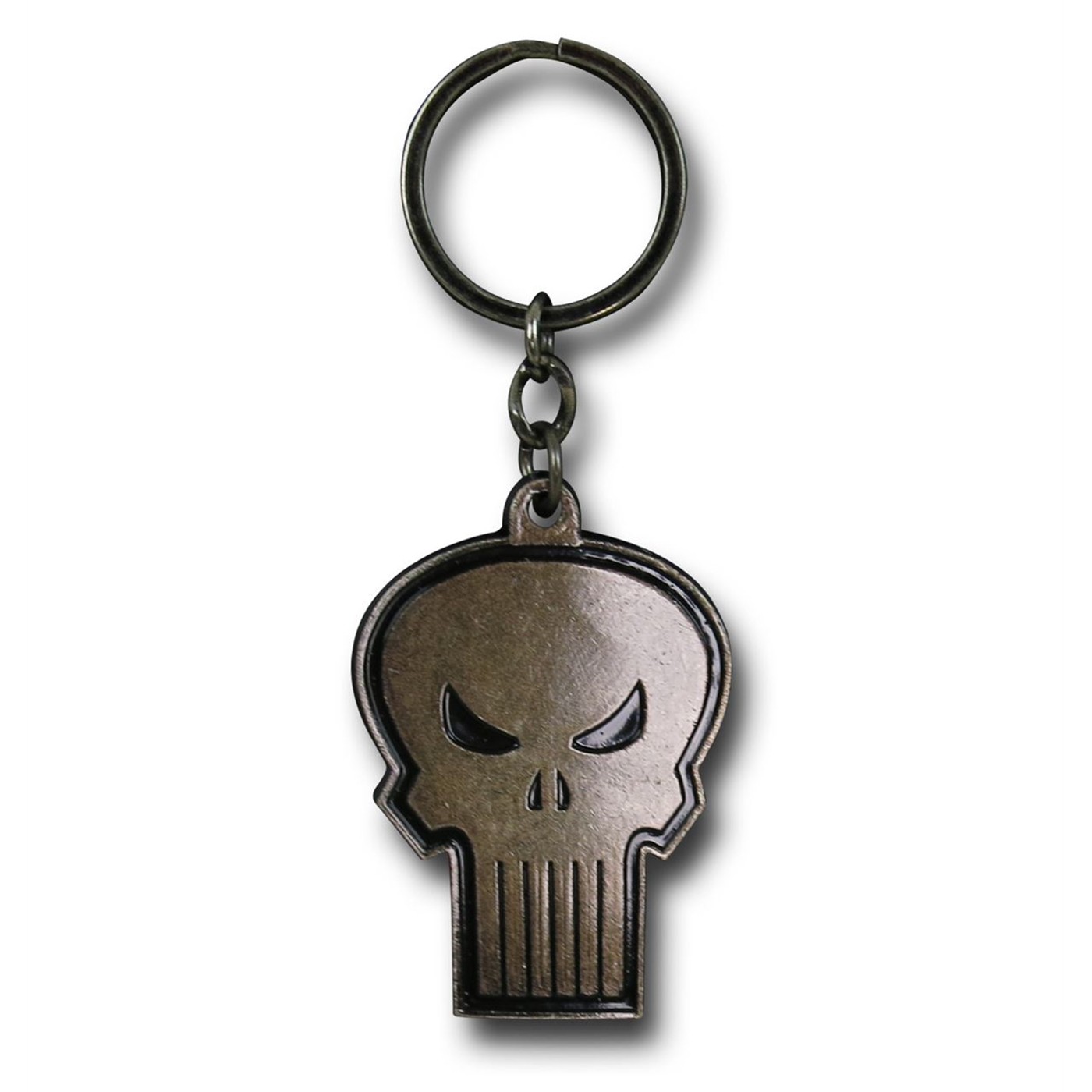 Punisher Worn Symbol Metal Keychain, White