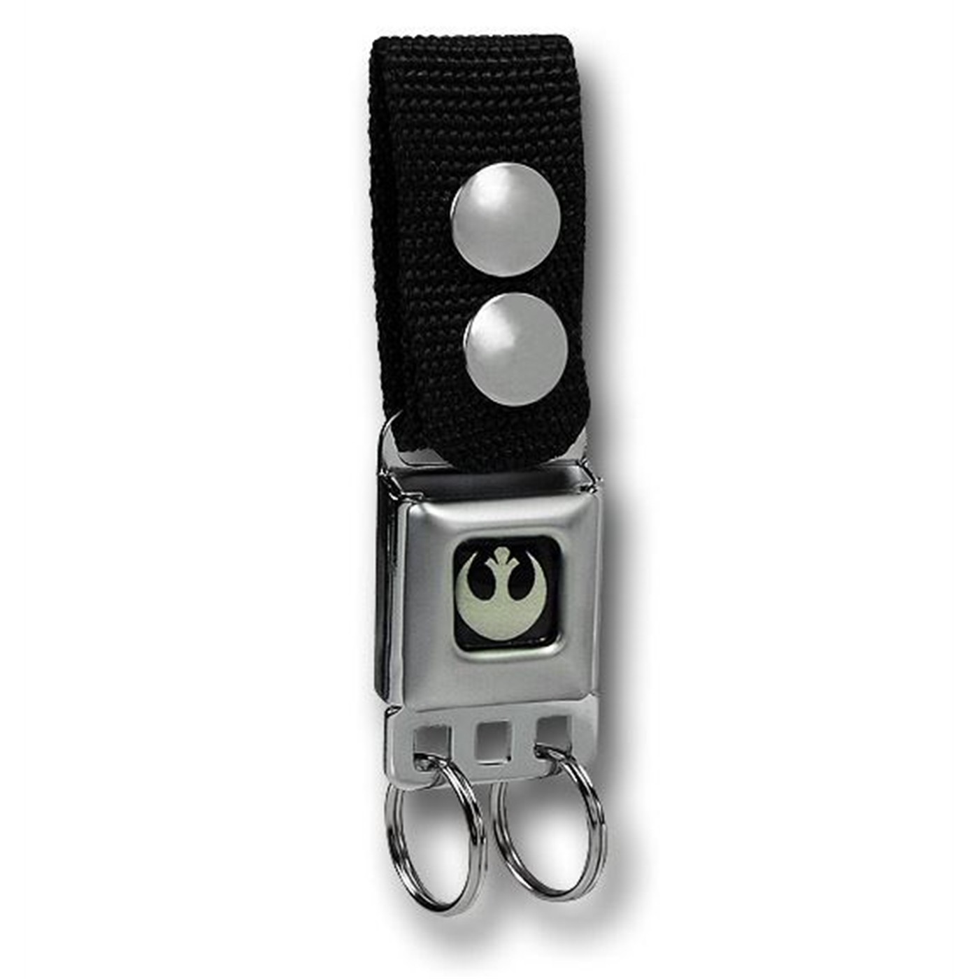 Rebel Seatbelt Keychain w/Snap-On Belt Loop, Grey