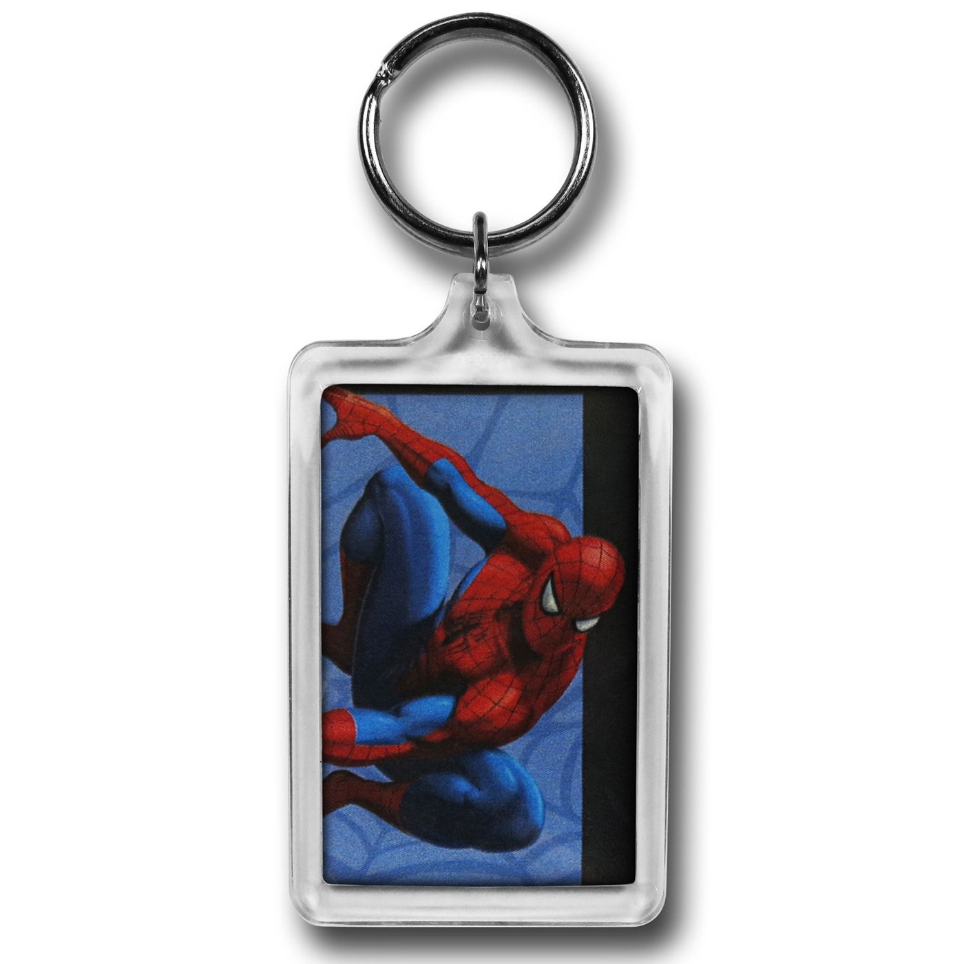 Spiderman Clinging to Wall Lucite Keychain, Red