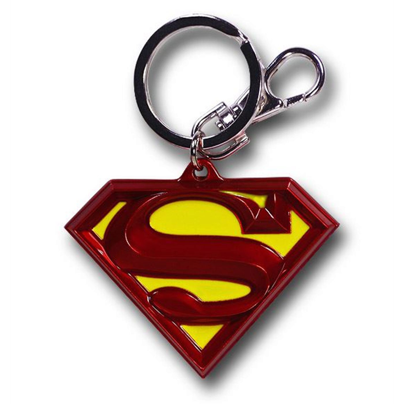 Superman Symbol Color Pewter Keyring, Red