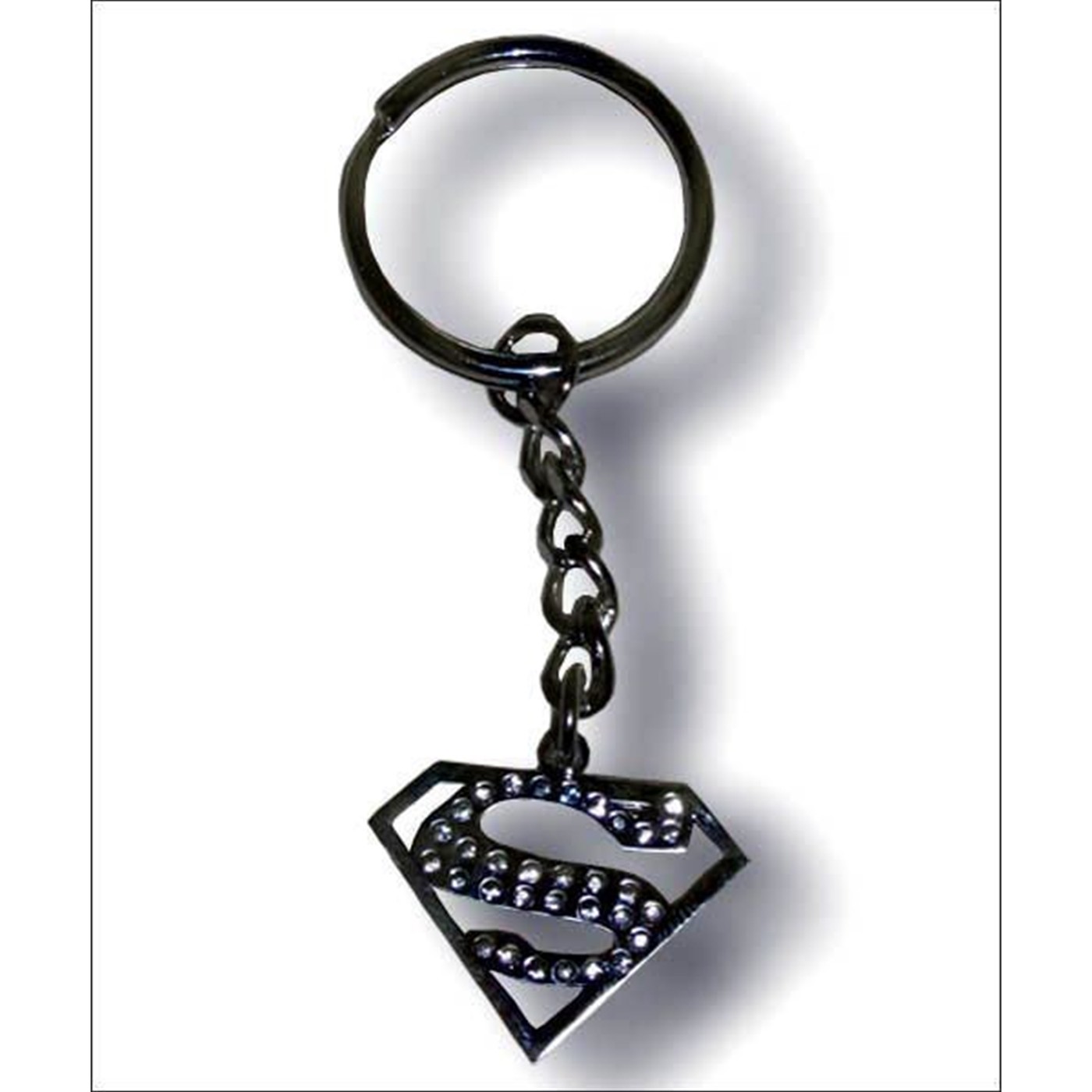 Superman Logo Rhinestone Keychain