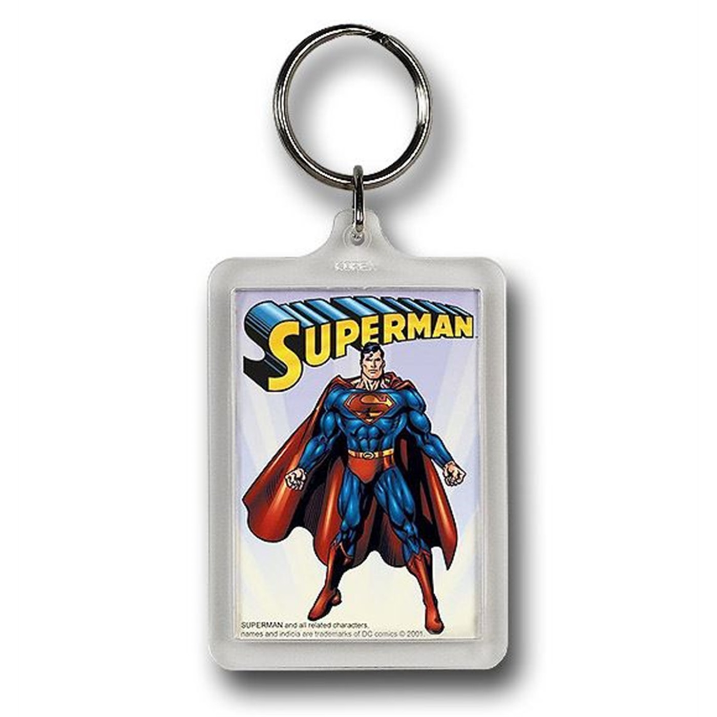 Superman Standing Acrylic Keychain, Grey