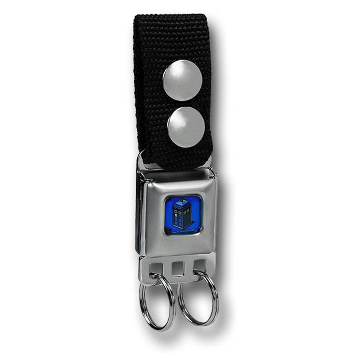 Doctor Who Tardis Seatbelt Keychain w/ Belt Loop, Grey