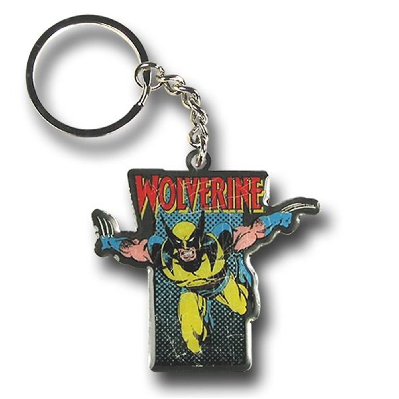 Wolverine Flaying Metal Keychain, Blue