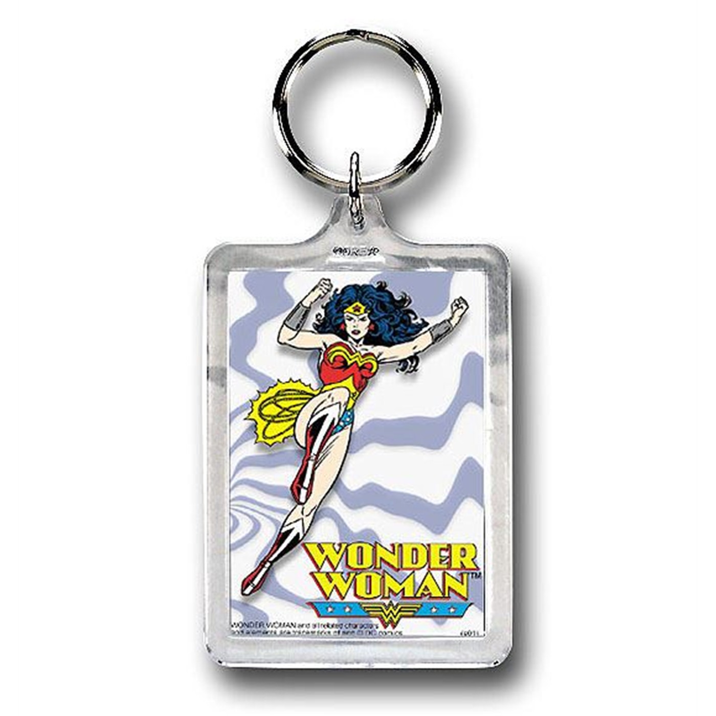 Wonder Woman Flying Double Sided Keychain, Grey