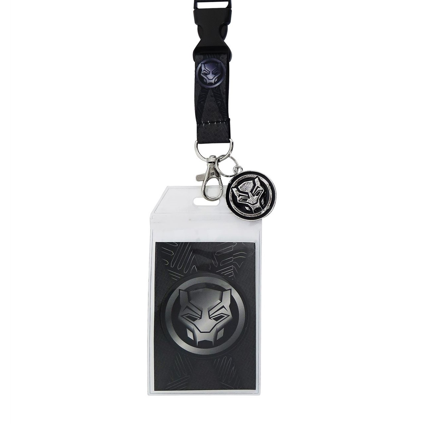 Black Panther Movie Symbol Lanyard with Charm, Blue